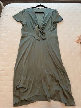 Baltic Born Sage Tie-Front Midi Dress